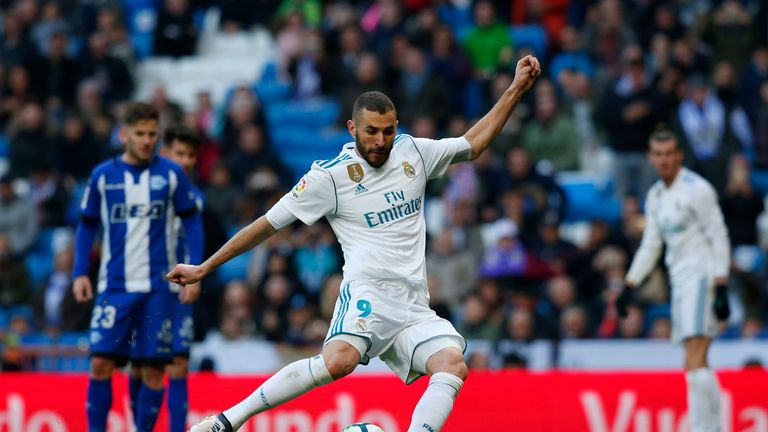 Karim Benzema slots in the fourth from the penalty spot