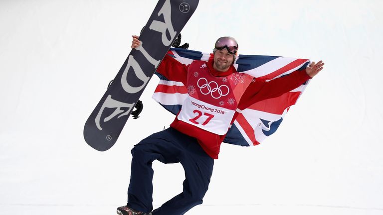 PYEONGCHANG-GUN, SOUTH KOREA - FEBRUARY 24:  Bronze medalist Billy Morgan of Great Britain celebrates during the victory ceremony after the Men's Big Air F