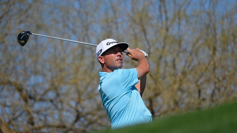 SCOTTSDALE, AZ - FEBRUARY 04:  Chez Reavie watches his tee shot on the sixth hole during the final round of the Waste Management Phoenix Open at TPC Scotts