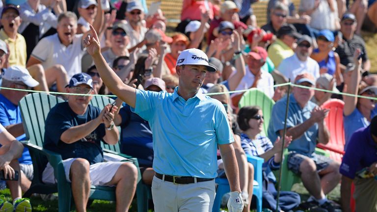 SCOTTSDALE, AZ - FEBRUARY 04:  Chez Reavie makes a chip shot on the sixth hole during the final round of the Waste Management Phoenix Open at TPC Scottsdal