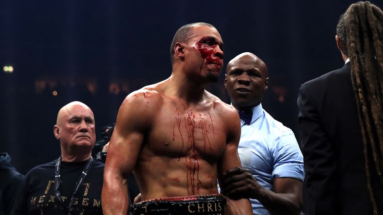 Chris Eubank during the WBA Super-Middleweight title fight at the Manchester Arena.