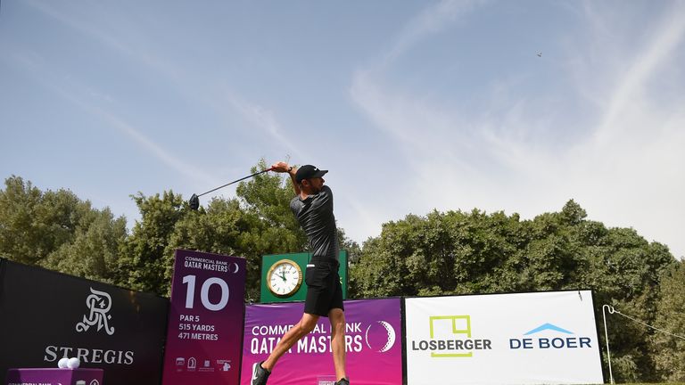 DOHA, QATAR - FEBRUARY 21:  Chris Wood of England tees off from the 10th hole prior to the Commercial Bank Qatar Masters at Doha Golf Club on February 21, 