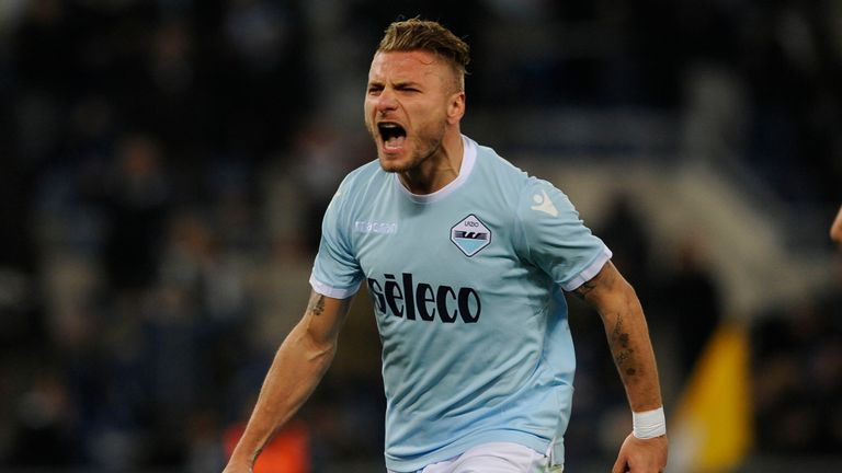 ROME, ROMA - FEBRUARY 19:  Ciro Immobile of SS Lazio celebrates a opening goal during the serie A match between SS Lazio and Hellas Verona FC at Stadio Oli