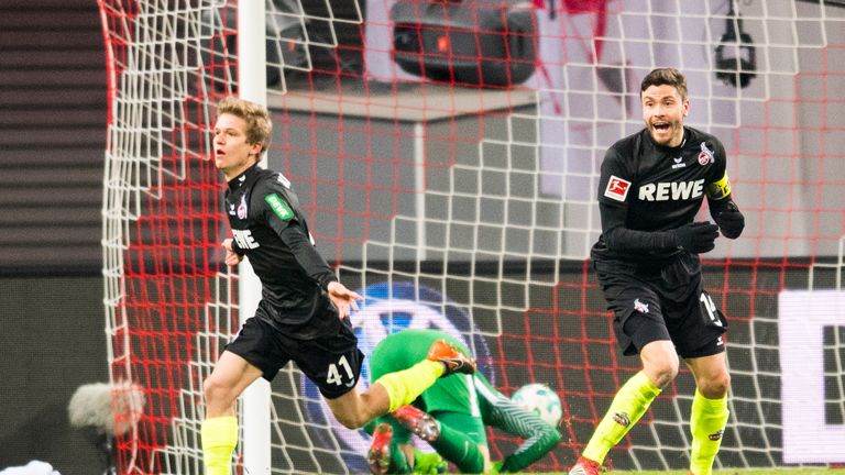 Cologne midfielder Vincent Koziello celebrates his equaliser against RB Leipzig