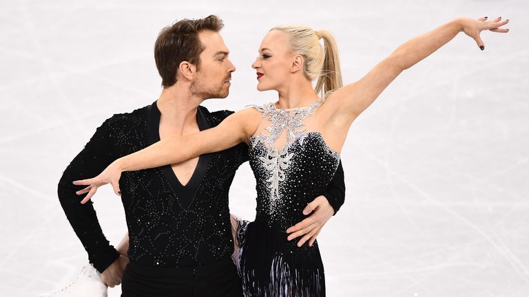 TOPSHOT - Britain's Penny Coomes and Britain's Nicholas Buckland compete in the ice dance short dance of the figure skating event during the Pyeongchang 20