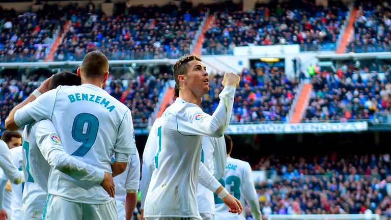 Cristiano Ronaldo celebrates after making it 1-0