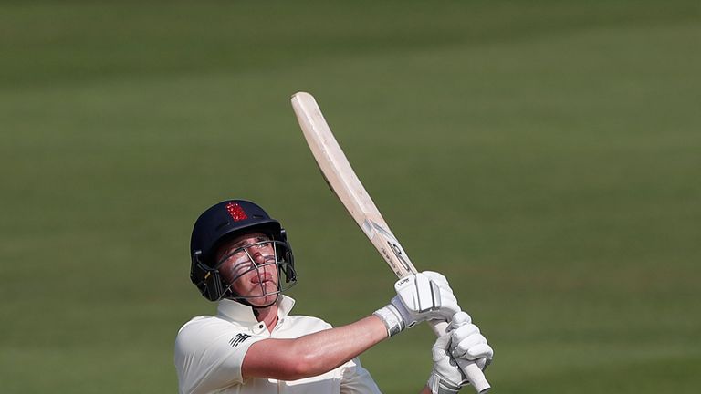 CANTERBURY, ENGLAND - JUNE 21: Dan Lawrence of England Lions hits out and is caught in the deep during day 1 of the match between England Lions and South A