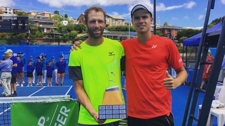 Daniel Altmaier (right) lost to Stephane Robert in the Australian final