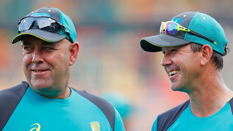 Australia head coach Darren Lehmann and Ponting during training