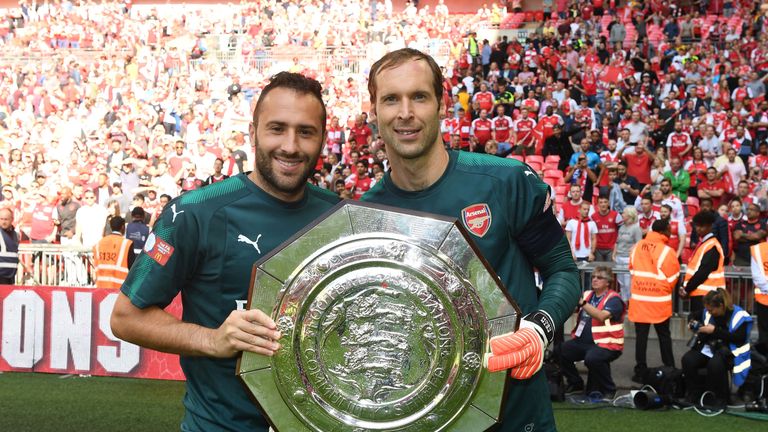 LONDON, ENGLAND - AUGUST 06: of Arsenal during the FA Community Shield match between Chelsea and Arsenal at Wembley Stadium)