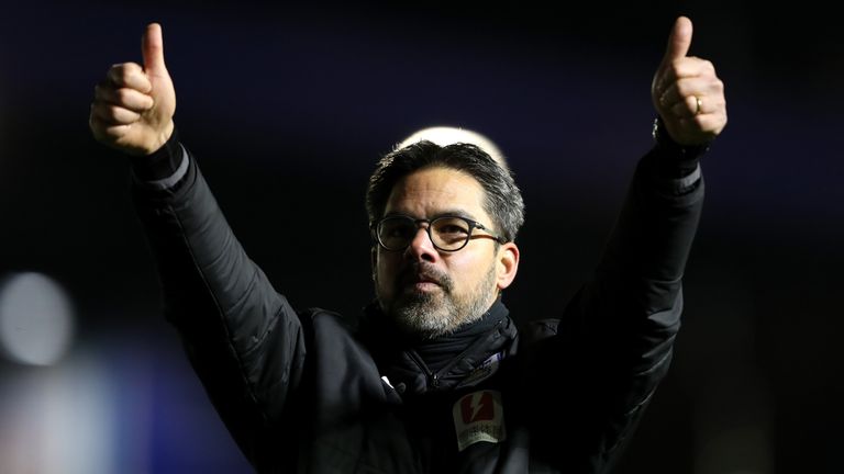 BIRMINGHAM, ENGLAND - FEBRUARY 06:  David Wagner, Manager of Huddersfield Town celebrates after winning The Emirates FA Cup Fourth Round match between Birm