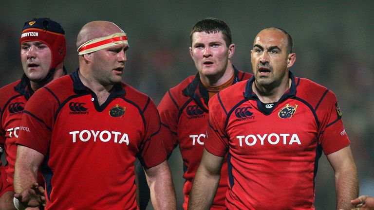 Magners League 14/4/2007.Munster.Anthony Foley, John Hayes, Donnacha Ryan and Chris Wyatt .Mandatory Credit ..INPHO/Billy Stickland