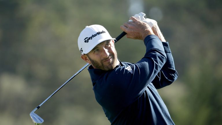 PEBBLE BEACH, CA - FEBRUARY 11:  Dustin Johnson plays his shot from the third tee during the Final Round of the AT&T Pebble Beach Pro-Am at Pebble Beach Go