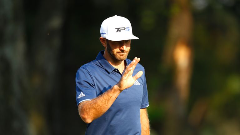 MEXICO CITY, MEXICO - MARCH 05:  Dustin Johnson of the United States waves on the 18th hole during the final round of the World Golf Championships Mexico C