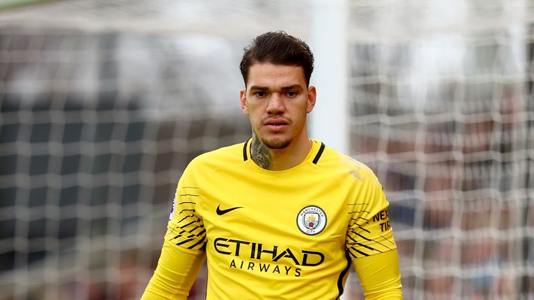 LONDON, ENGLAND - DECEMBER 31:  Ederson of Manchester City looks on during the Premier League match between Crystal Palace and Manchester City at Selhurst 