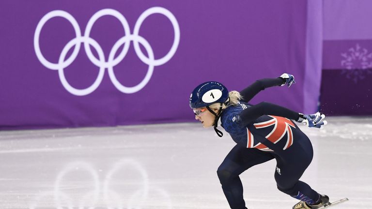 Britain's Elise Christie had set an Olympic 500m short-track record of 42.872 in her heat