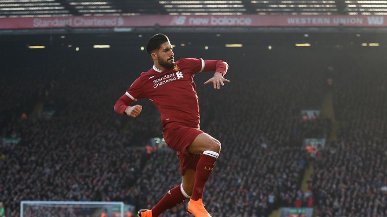 Emre Can celebrates scoring the first goal of the game