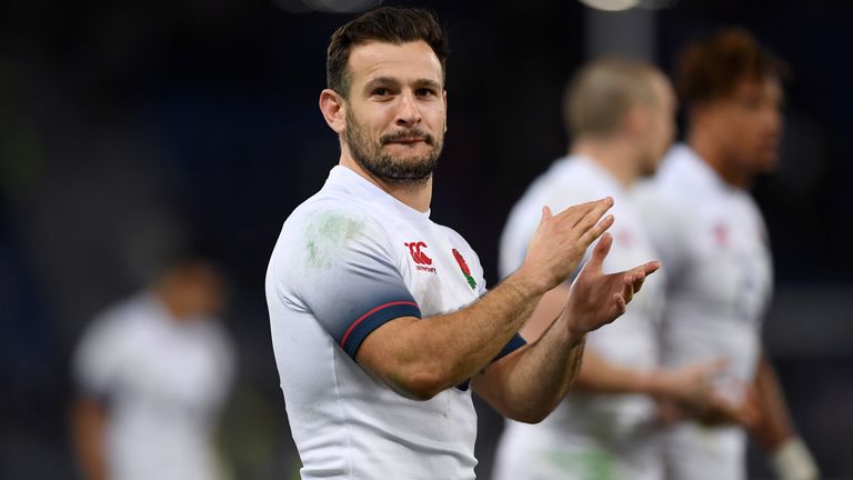 Danny Care of England celebrates England's opening Six Nations win