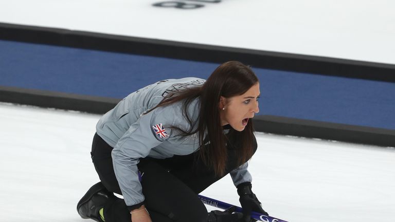 GANGNEUNG, SOUTH KOREA - FEBRUARY 23:  Eve Muirhead of Great Britain reacts during the Women's Semi Final match between Great Britain and Sweden on day fou