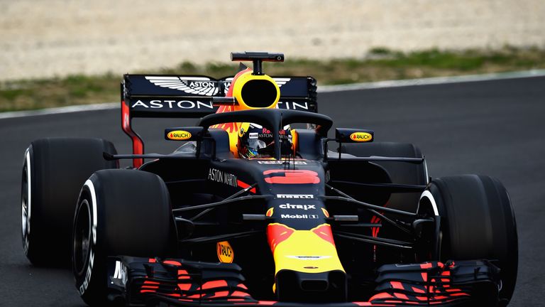 MONTMELO, SPAIN - FEBRUARY 26:  Daniel Ricciardo of Australia driving the (3) Aston Martin Red Bull Racing RB14 TAG Heuer on track during day one of F1 Win