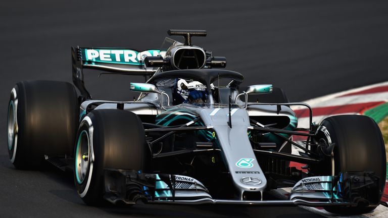 MONTMELO, SPAIN - FEBRUARY 26:  Valtteri Bottas driving the (77) Mercedes AMG Petronas F1 Team Mercedes WO9 on track during day one of F1 Winter Testing at