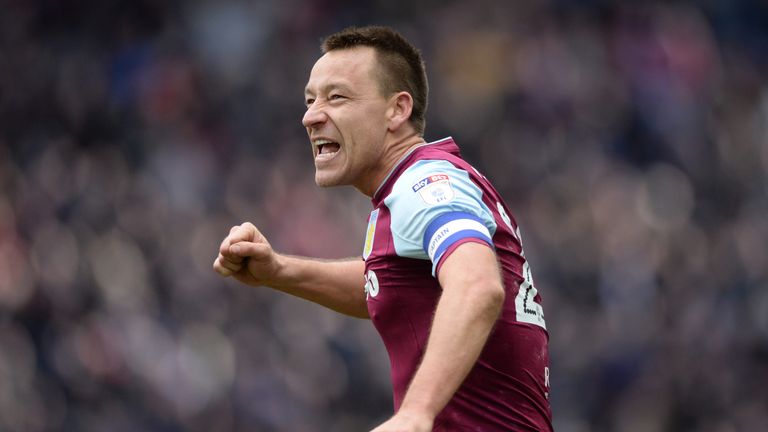 Aston Villa's John Terry celebrates after the 2-0 victory over Birmingham City in the Second City derby