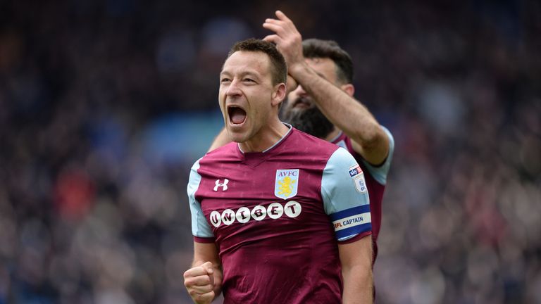 Aston Villa's John Terry celebrates after the 2-0 victory over Birmingham City in the Second City derby