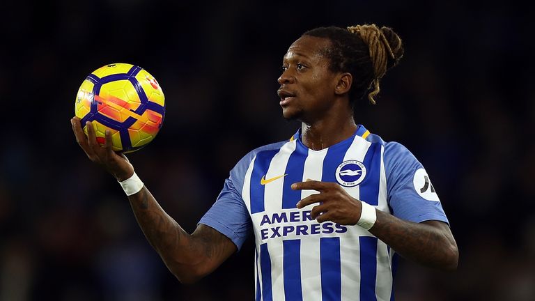 BRIGHTON, ENGLAND - DECEMBER 16:  Gaetan Bong of Brighton & Hove Albion looks on during the Premier League match between Brighton and Hove Albion and Burnl