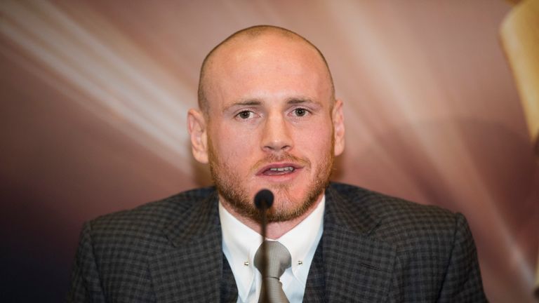 George Groves speaks during a press conference in Manchester ahead of his World Boxing Super Series fight with Chris Eubank Jr