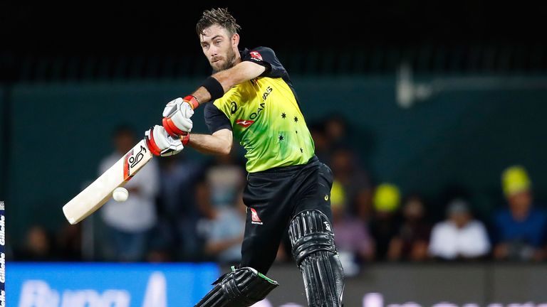 HOBART, AUSTRALIA - FEBRUARY 07:  Glenn Maxwell of Australia bats during the Twenty20 International match between Australia and England at Blundstone Arena