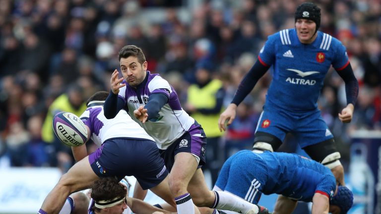 Greig Laidlaw made all seven of his kicks in Scotland's 32-26 victory over France 