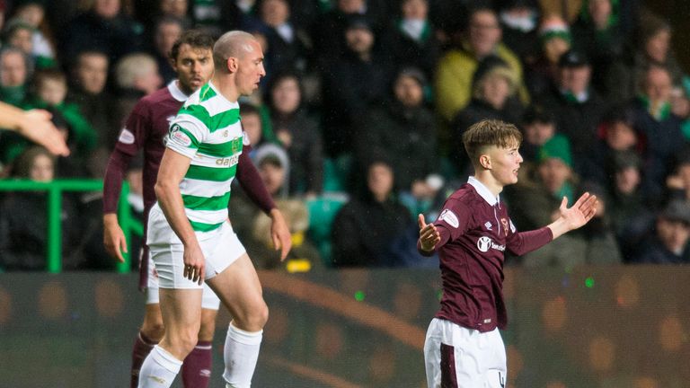 Celtic's Scott Brown and Hearts' Harry Cochrane
