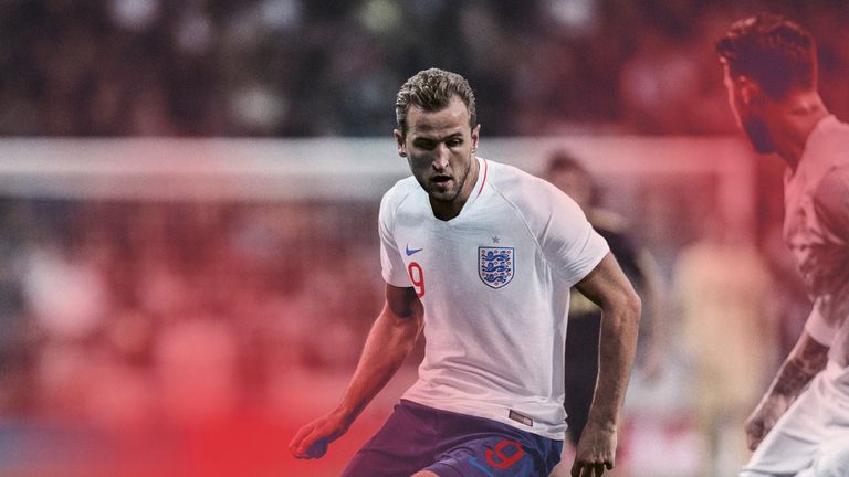Harry Kane imagined in action wearing the new England kit