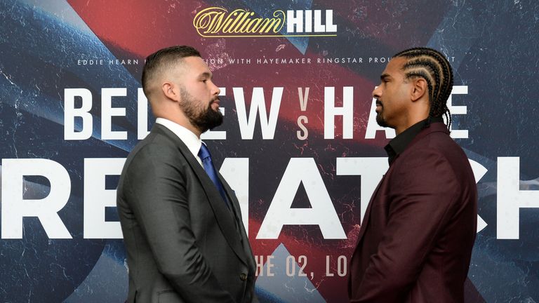Tony Bellew (left) and David Haye during the press conference at Park Plaza Westminster Bridge, London.