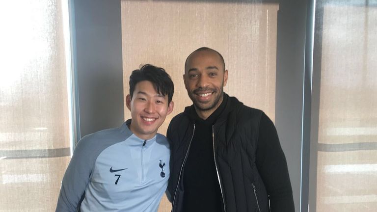 Heung-Min Son with Thierry Henry