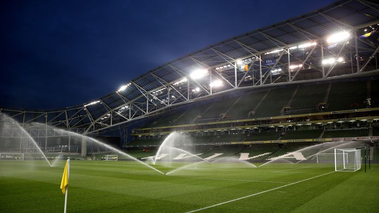 DUBLIN, IRELAND - NOVEMBER 16:  A general view of the stadium prior to kickoff during the UEFA EURO 2016 Qualifier play off, second leg match between Repub