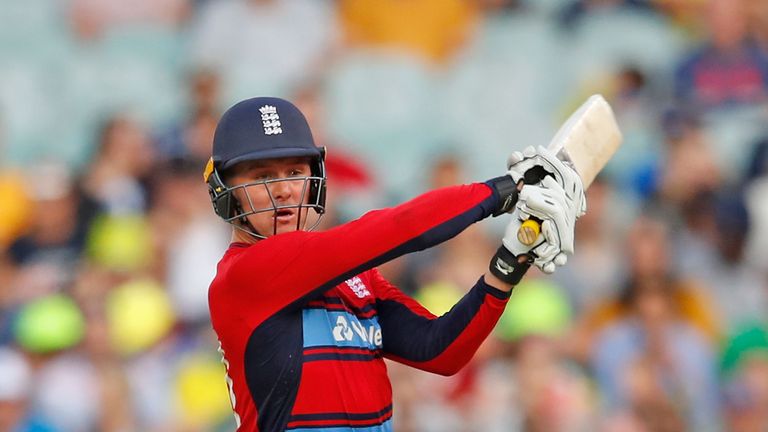 MELBOURNE, AUSTRALIA - FEBRUARY 10:  Jason Roy of England bats during game two of the International Twenty20 series between Australia and England at Melbou