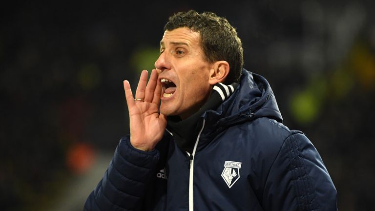 Javi Gracia, Manager of Watford reacts during the Premier League match between Watford and Chelsea at Vicarage Road on Feb