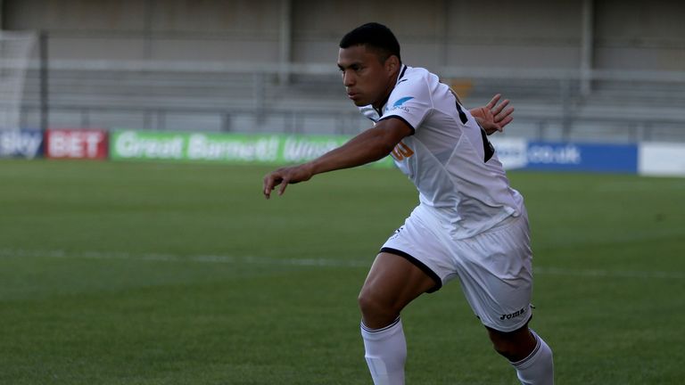 Jefferson Montero of Swansea City during the pre-season friendly match between Barnet and Swansea City at The Hive