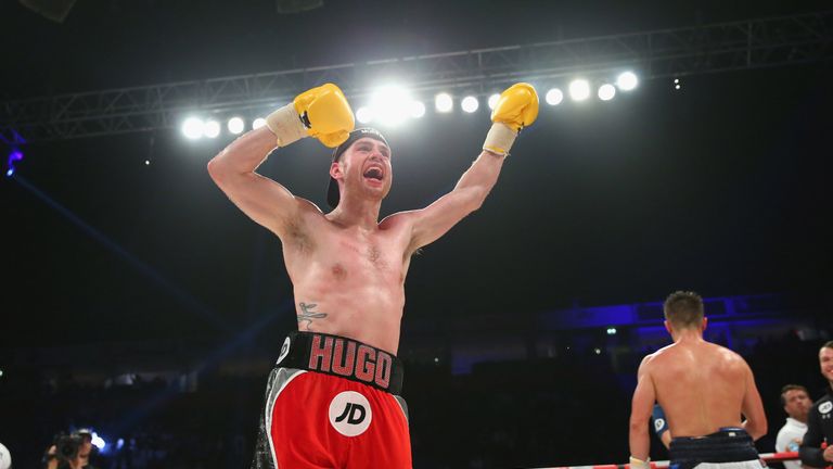 Joe Murray celebrates after victory over Matty Fagan at the Manchester Arena