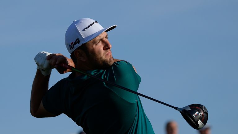 SCOTTSDALE, AZ - FEBRUARY 01:  Jon Rahm of Spain watches his tee shot on the 14th hole during the first round of the Waste Management Phoenix Open at TPC S