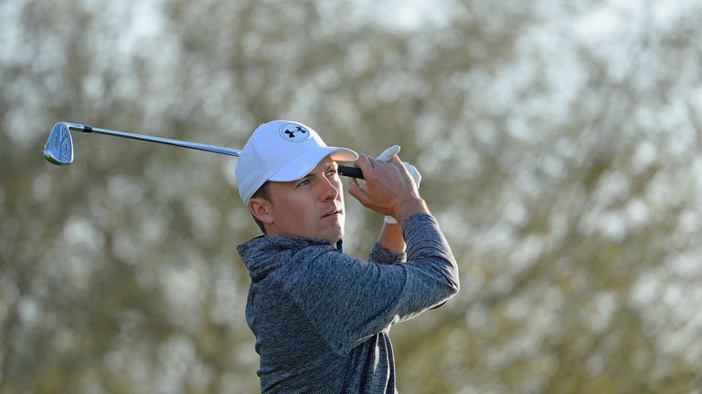 SCOTTSDALE, AZ - FEBRUARY 02:  Jordan Spieth watches his tee shot on the 12th hole during the second round of the Waste Management Phoenix Open at TPC Scot