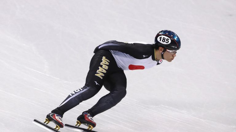 Japan's Kei Saito trains during Short Track Speed Skating practice ahead of PyeongChang 2018 Winter Olympics 