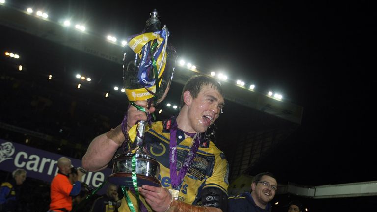 Kevin Sinfield celebrating their 2008 win - Friday's encounter will be Leeds' first World Club Challenge outside the UK
