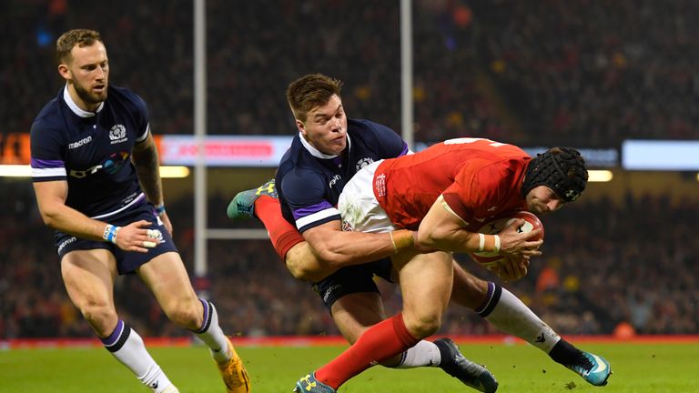  Leigh Halfpenny touches down for the second try for Wales