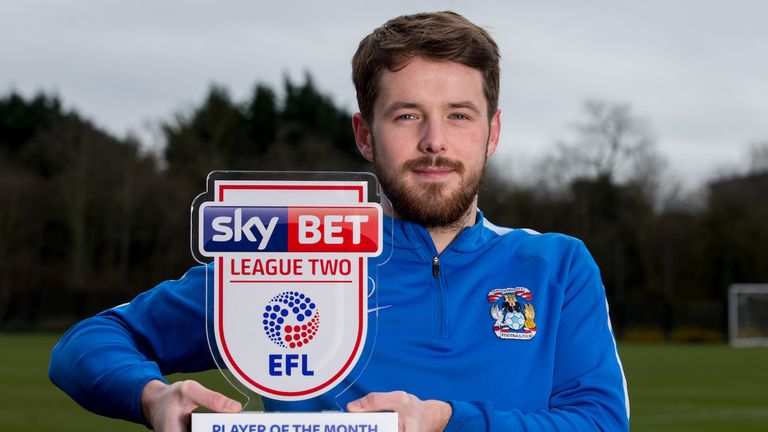 Marc McNulty of Coventry City wins the Sky Bet League Two Player of the Month award 