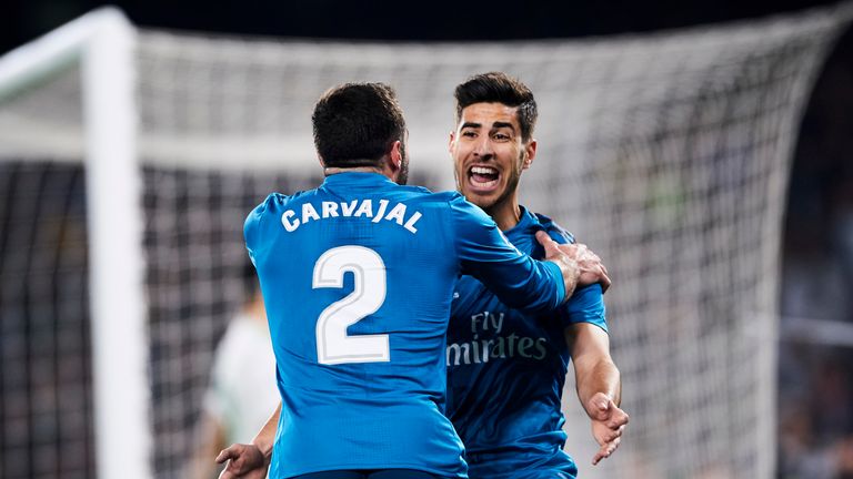 Marco Asensio scored twice as Real Madrid beat Real Betis 5-3 on Sunday