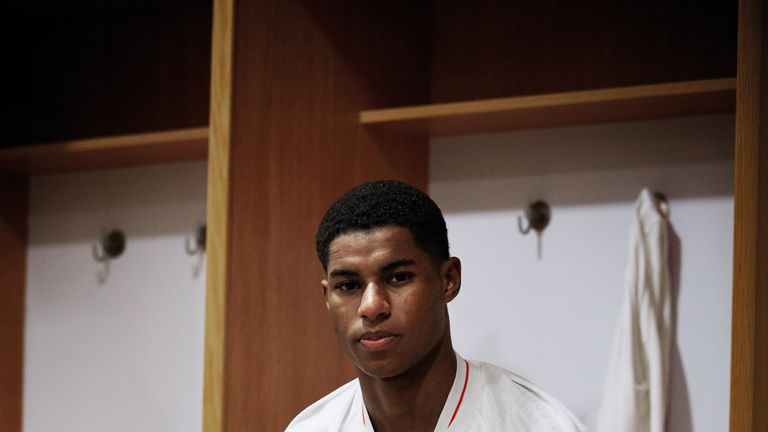 Marcus Rashford in the 2018 England home kit