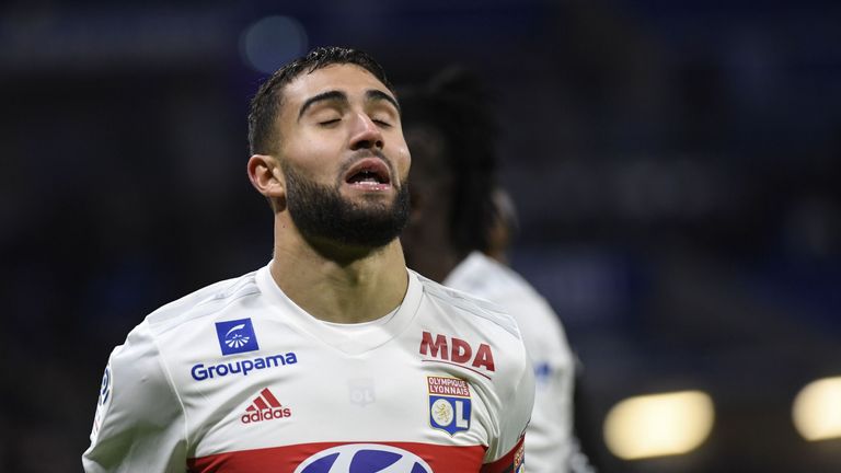 Lyon's French midfielder Nabil Fekir reacts after missing a goal opportunity  during the French L1 football match between Lyon (OL) and Rennes (SRFC) on Fe