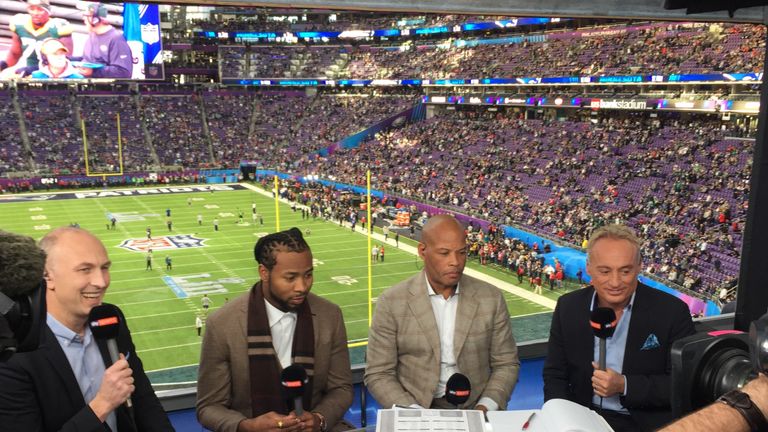 Sky Sports studio at the Super Bowl